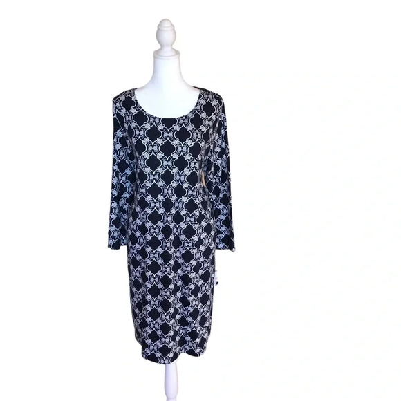 Crown & Ivy Blue & Cream Lightweight Dress NEW W/Tags - Picture 12 of 13